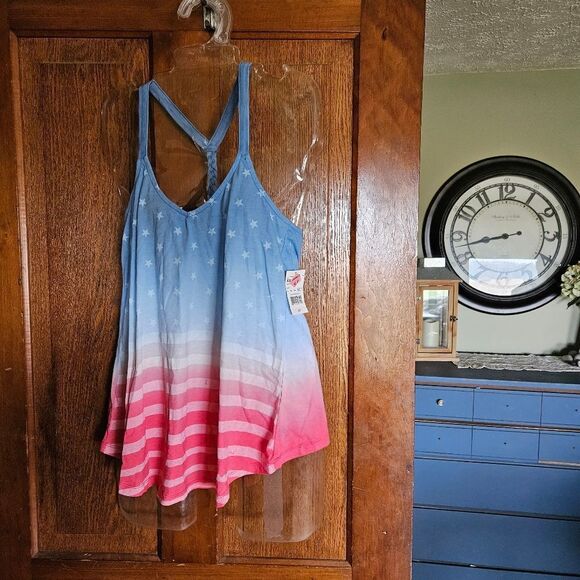 FREEZE JUNIOR XS American Flag Muscle Summer Sleeveless Shirt Red white blue NWT - Picture 1 of 5